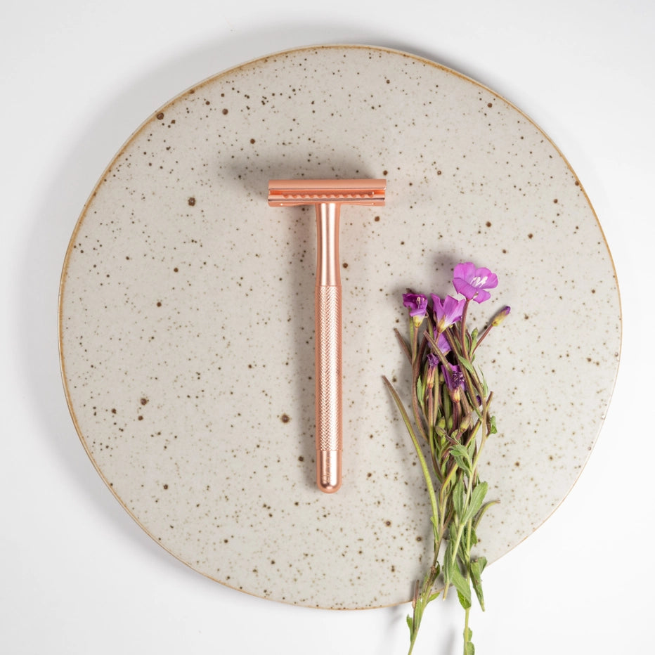 Long Handle Reusable Safety Razor - rose gold