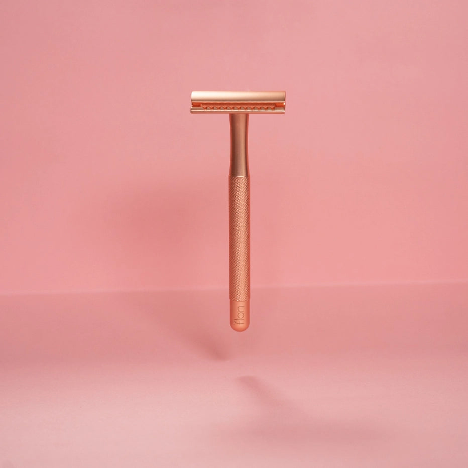 Long Handle Reusable Safety Razor - rose gold